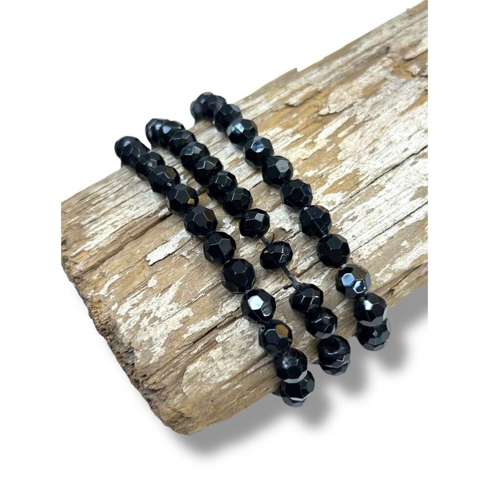 Set of 3 Black Stretch Bracelets‎ Shiny Faceted Beads